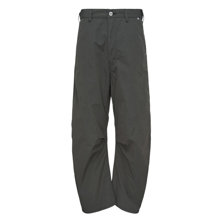 Plain Khaki Cotton Poplin Straight Pants