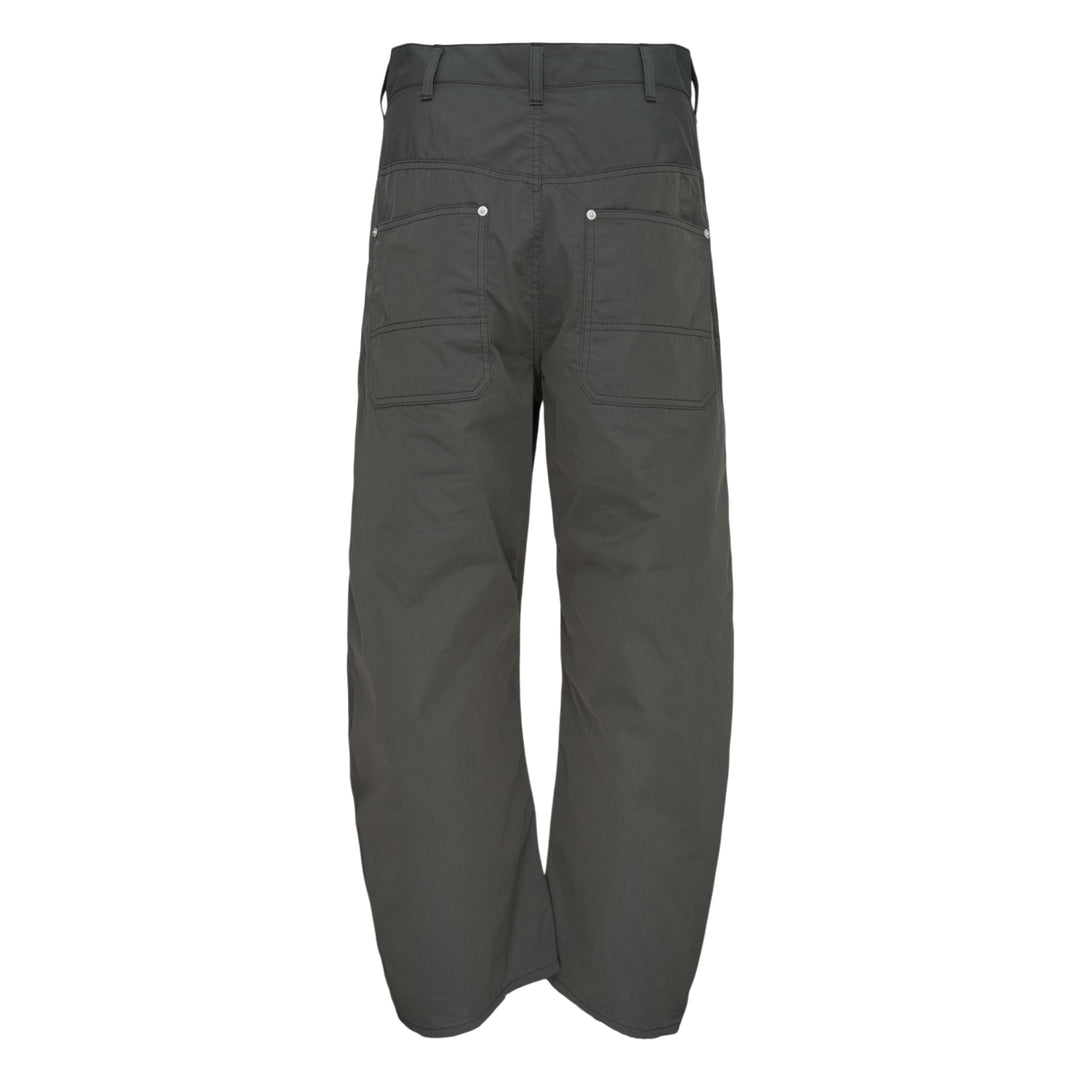 Plain Khaki Cotton Poplin Straight Pants