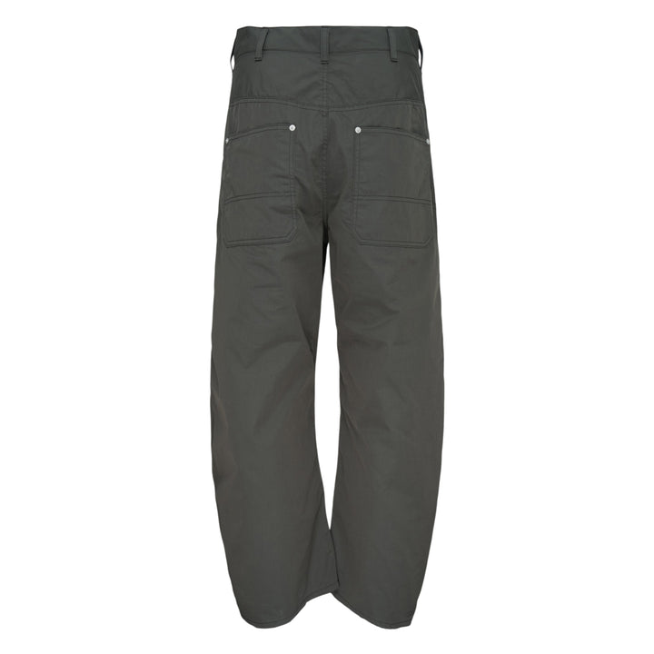 Plain Khaki Cotton Poplin Straight Pants
