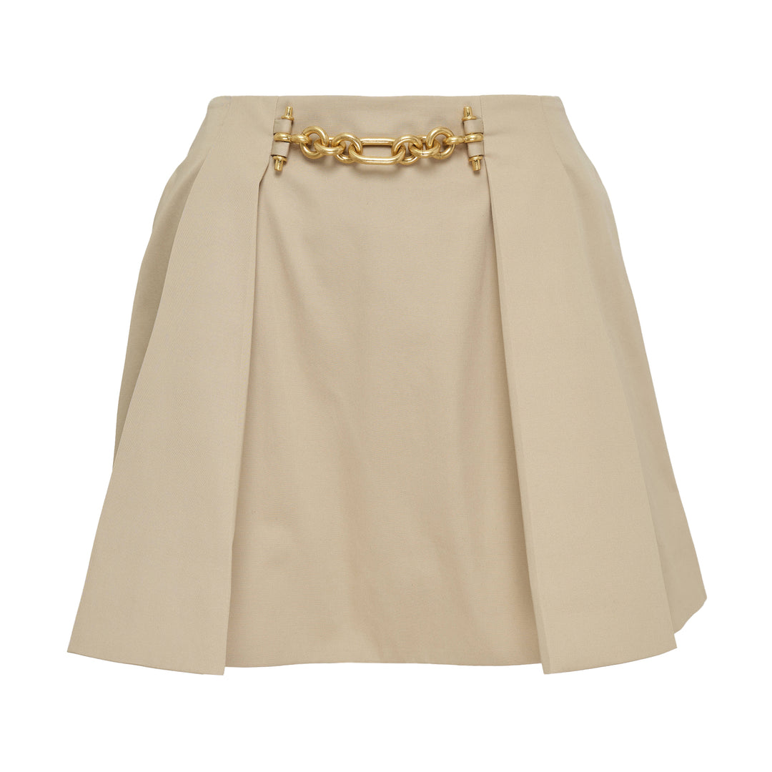 Gold Detail Gabardine Flare Skirt