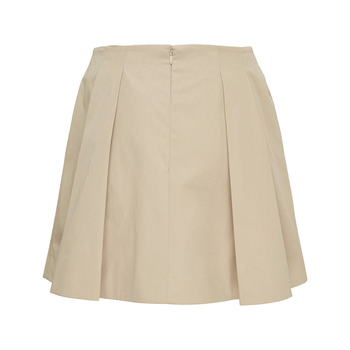 Gold Detail Gabardine Flare Skirt