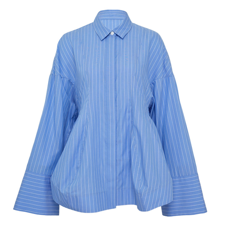 Stripe Curved Hem Overshirt