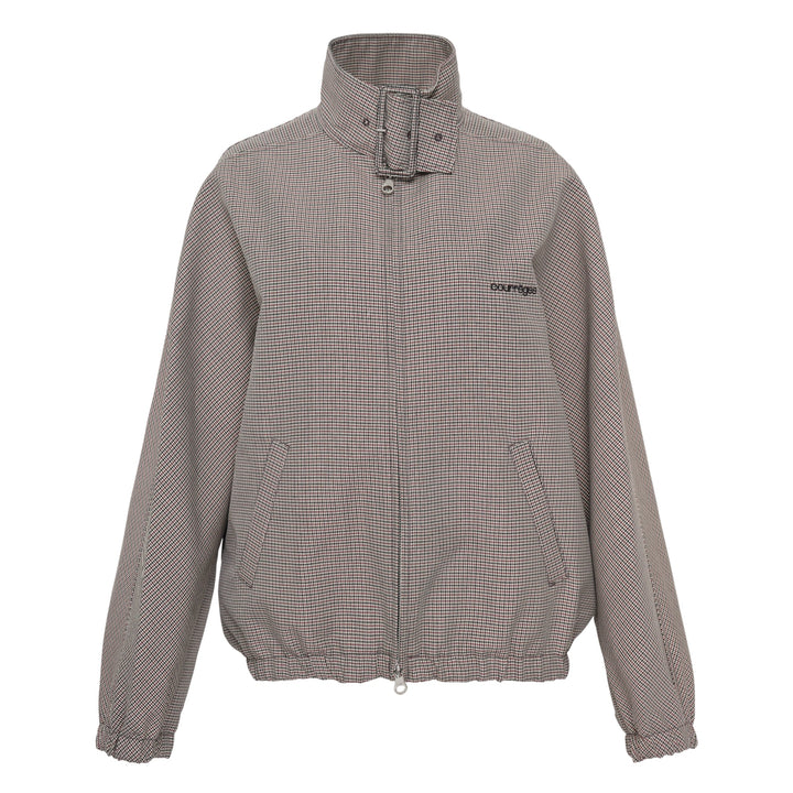 Buckle Houndstooth Bomber Jacket
