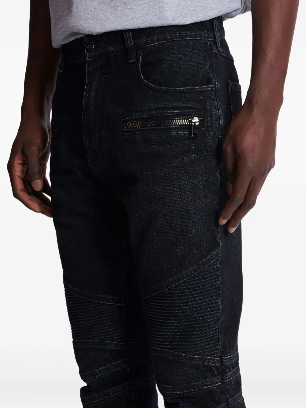 Regular Biker Denim Pants