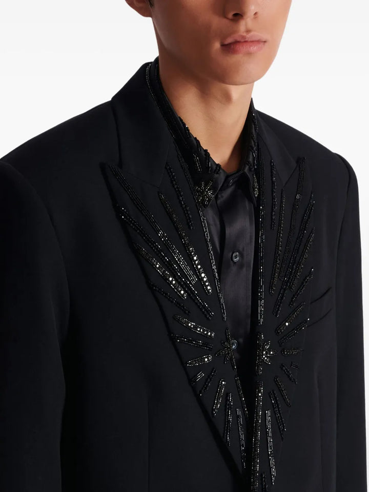 Black Crystal Lapel 1 Button Jacket