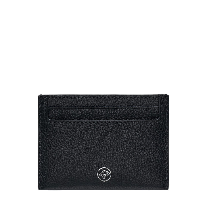 Credit Card Slip Black & Silver Small Classic Grain