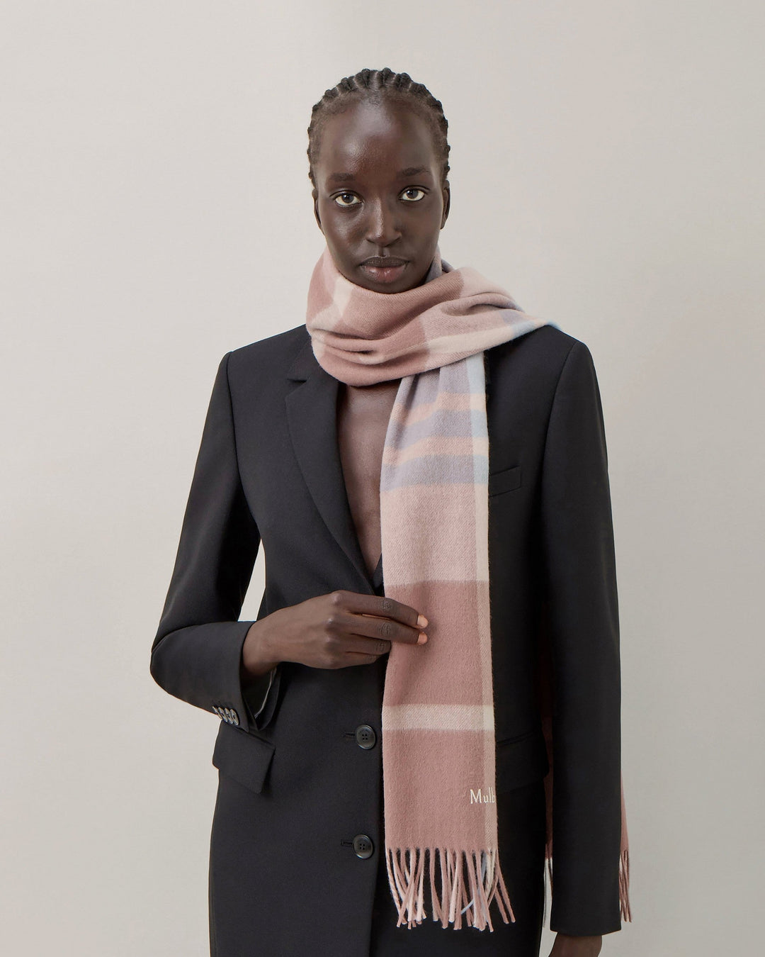 Small Check Merino Wool Scarf
