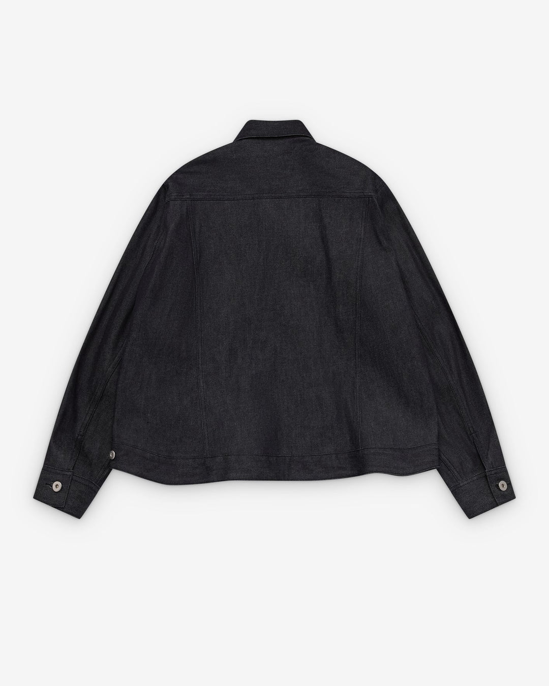Loose-Fit Black Denim Trucker Jacket