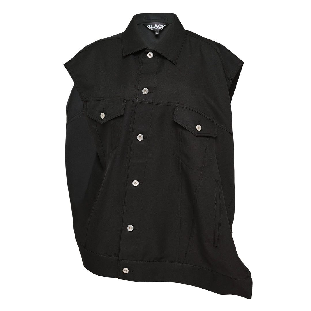 Sleeveless Off-Center Jacket