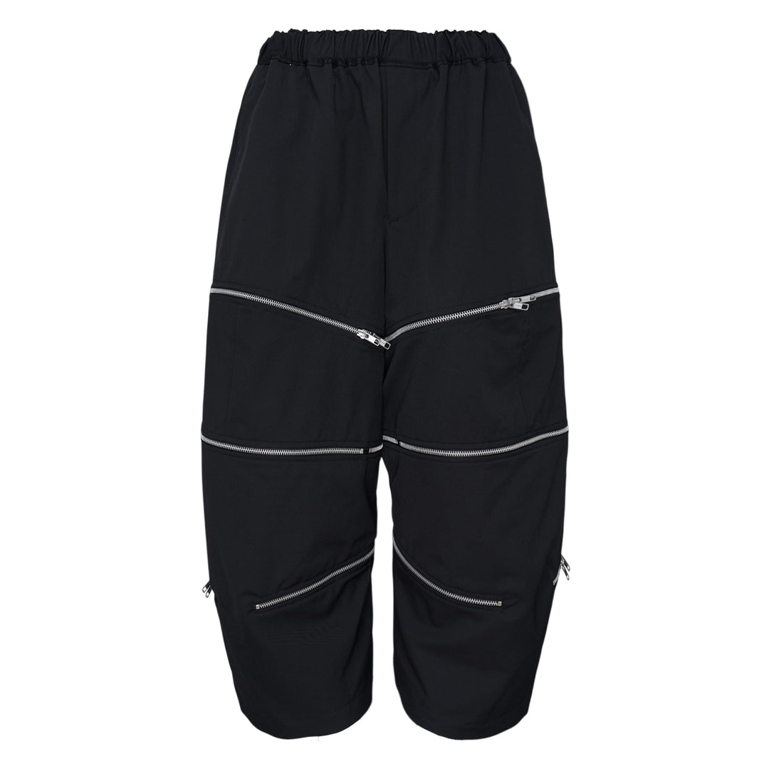 Wool Polyester Blend Zip Detail Pants