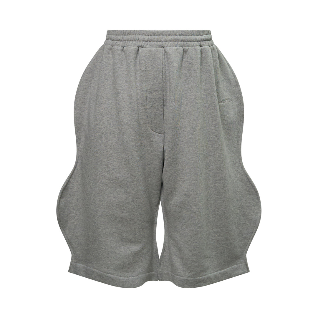 Gray Wavy Zip-Up Jersey Shorts