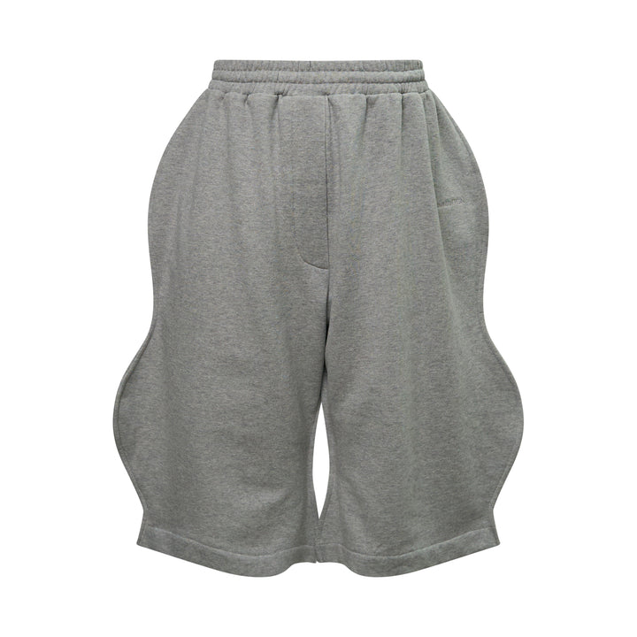 Gray Wavy Zip-Up Jersey Shorts