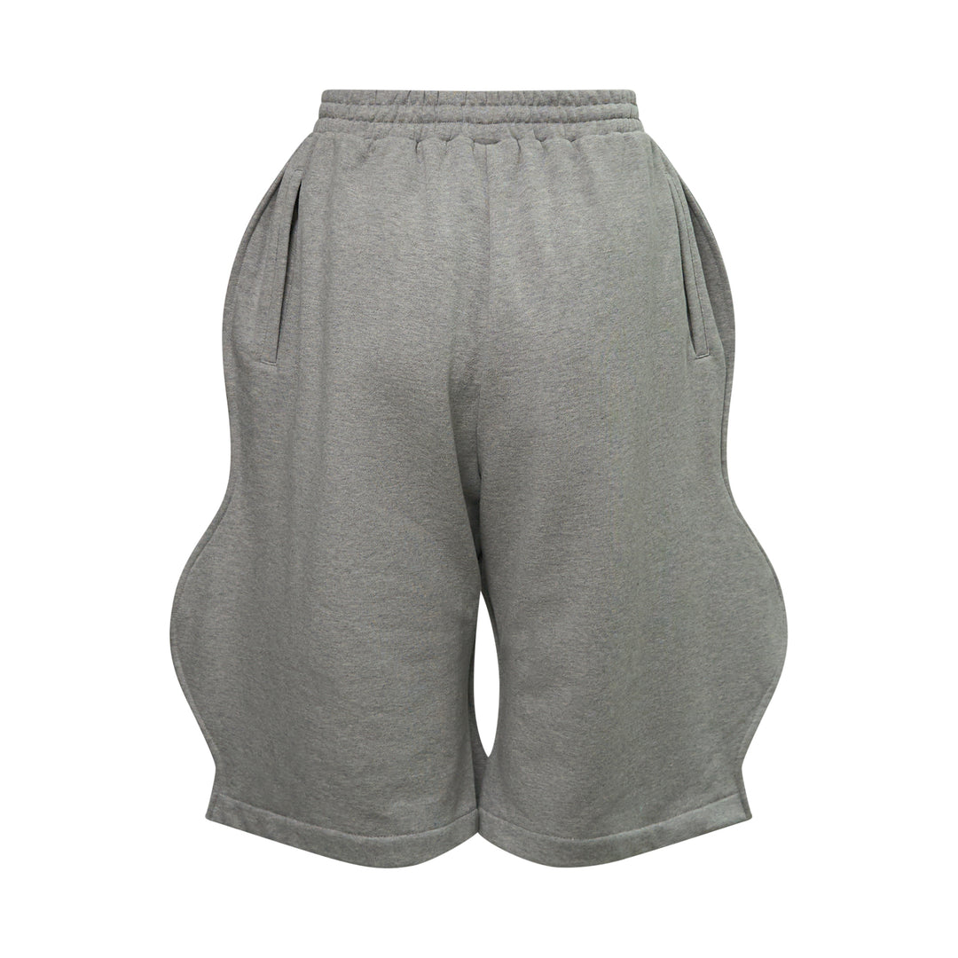 Gray Wavy Zip-Up Jersey Shorts