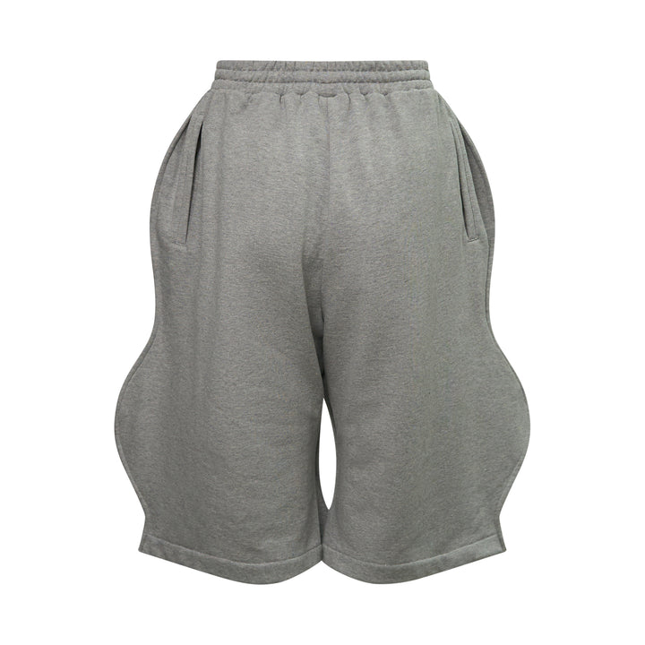 Gray Wavy Zip-Up Jersey Shorts