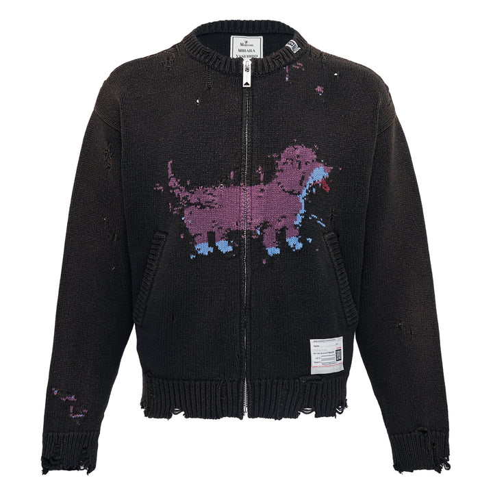 Dog Jacquard Knit Cardigan