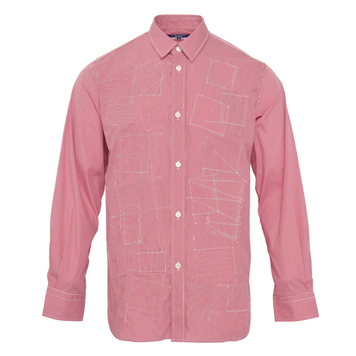 Red White Checked Long Sleeve Button Shirt