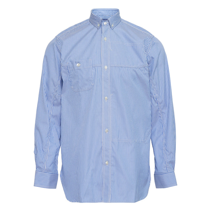 Blue Cotton Strip Button-Up
