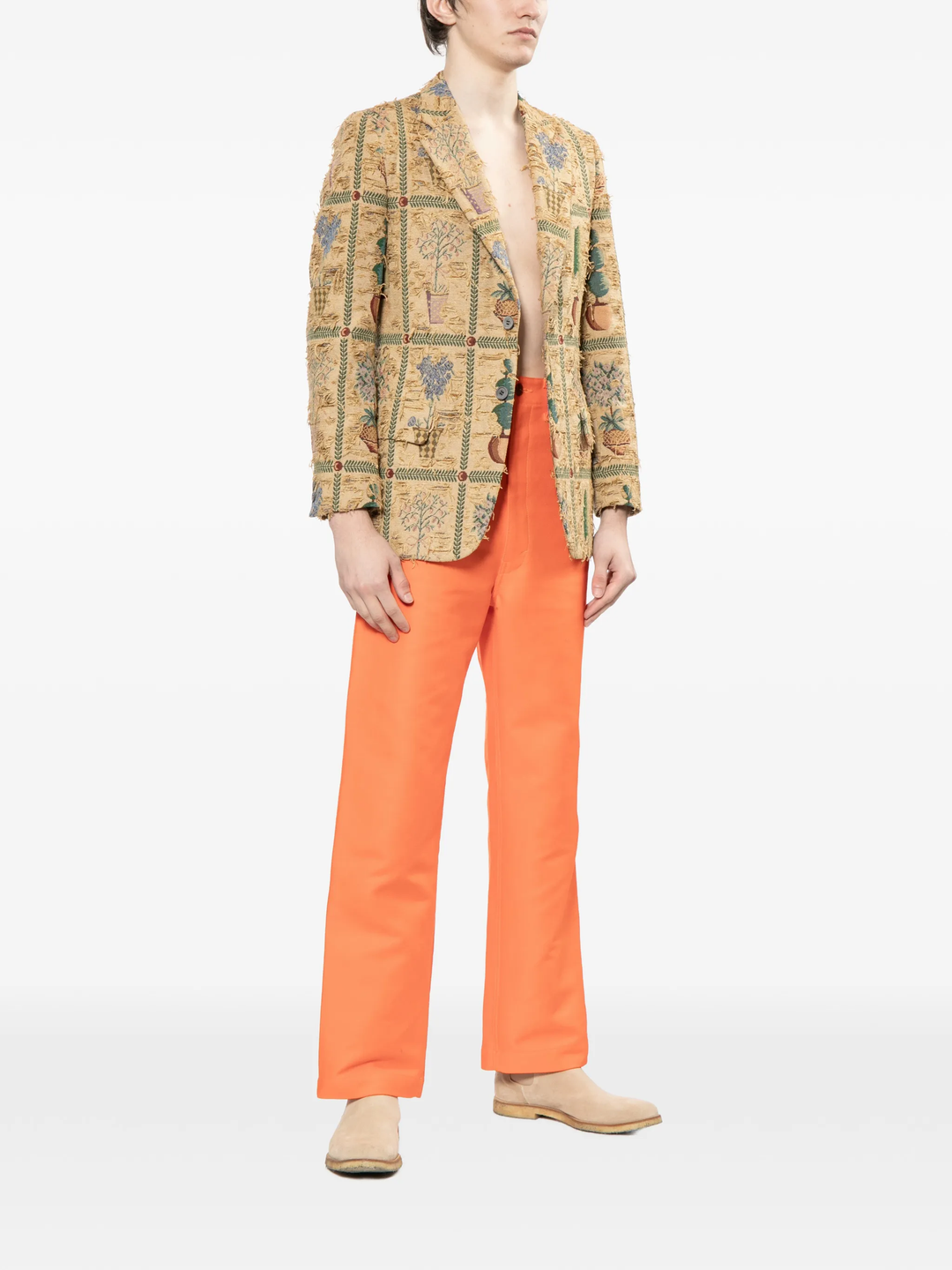 Orange Straight Cut Cotton Pants