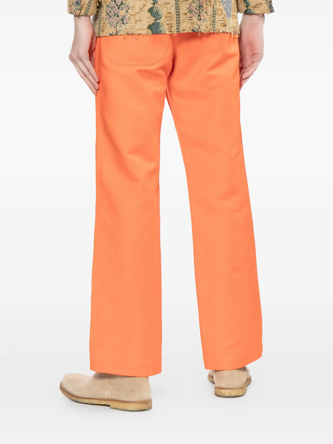 Orange Straight Cut Cotton Pants
