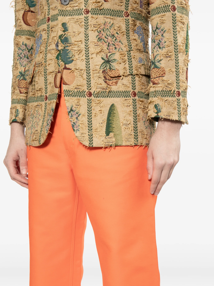 Orange Straight Cut Cotton Pants