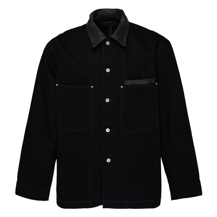 LEMAIRE Workwear Overshirt With Leather Collar – Available at Club 21, Official Retailer in Singapore, Malaysia & Thailand with Global Shipping Online
