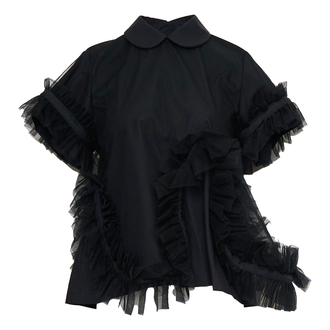 Noir Kei Ninomiya Cotton Typewriter x Nylon Tulle Blouse – Available at Club 21, Official Retailer in Singapore, Malaysia & Thailand with Global Shipping Online