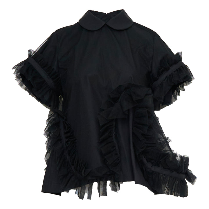 Noir Kei Ninomiya Cotton Typewriter x Nylon Tulle Blouse – Available at Club 21, Official Retailer in Singapore, Malaysia & Thailand with Global Shipping Online