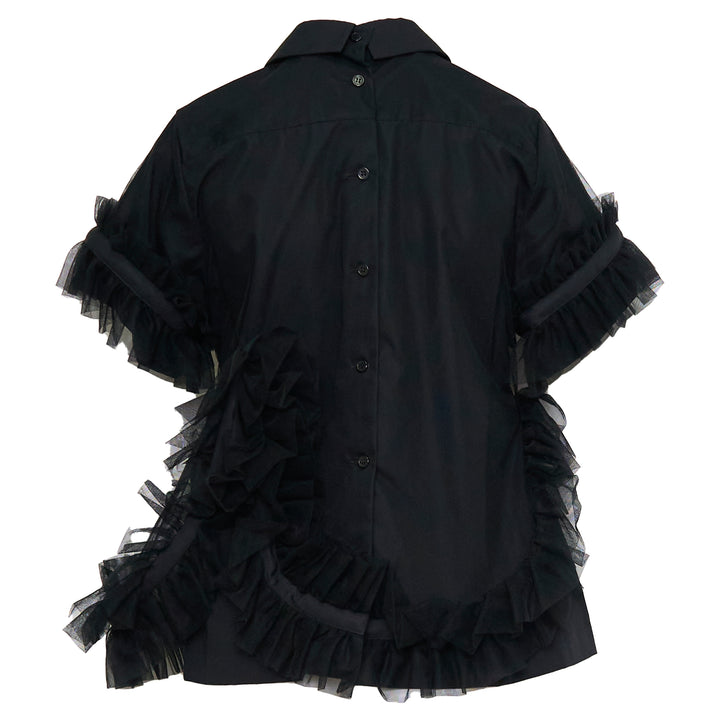 Noir Kei Ninomiya Cotton Typewriter x Nylon Tulle Blouse – Available at Club 21, Official Retailer in Singapore, Malaysia & Thailand with Global Shipping Online