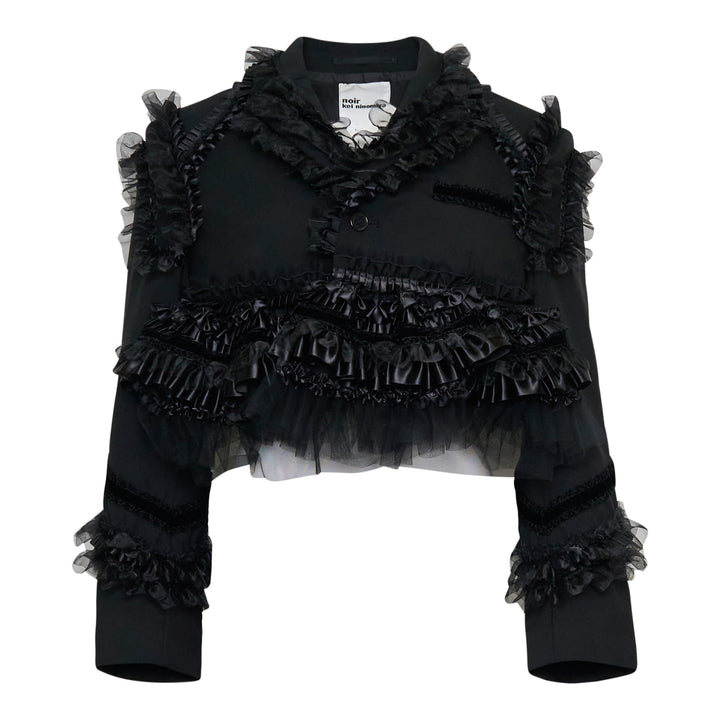 Noir Kei Ninomiya Wool Oxford x Nylon Tulle Jacket – Available at Club 21, Official Retailer in Singapore, Malaysia & Thailand with Global Shipping Online