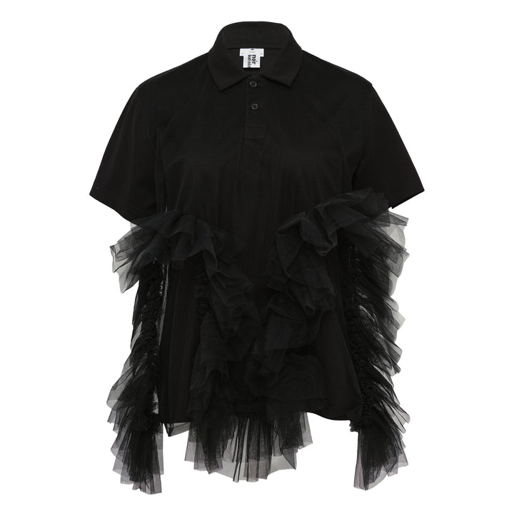 Cotton Ponte x Nylon Tulle Top