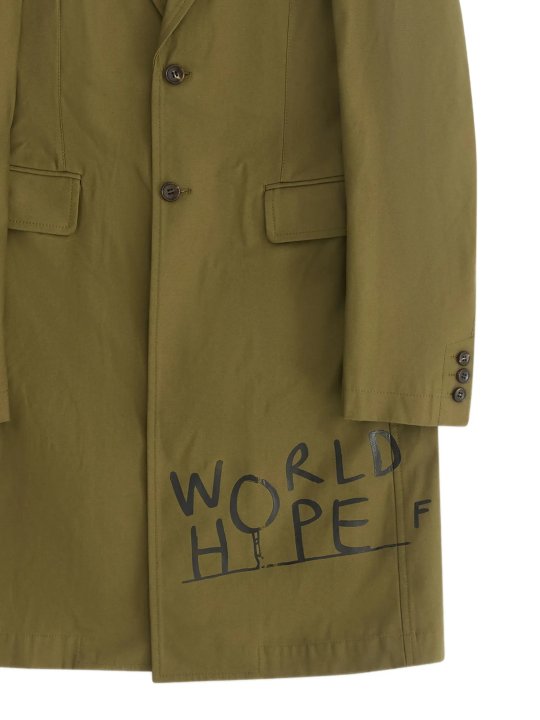 Khaki Long Cotton Blend Coat