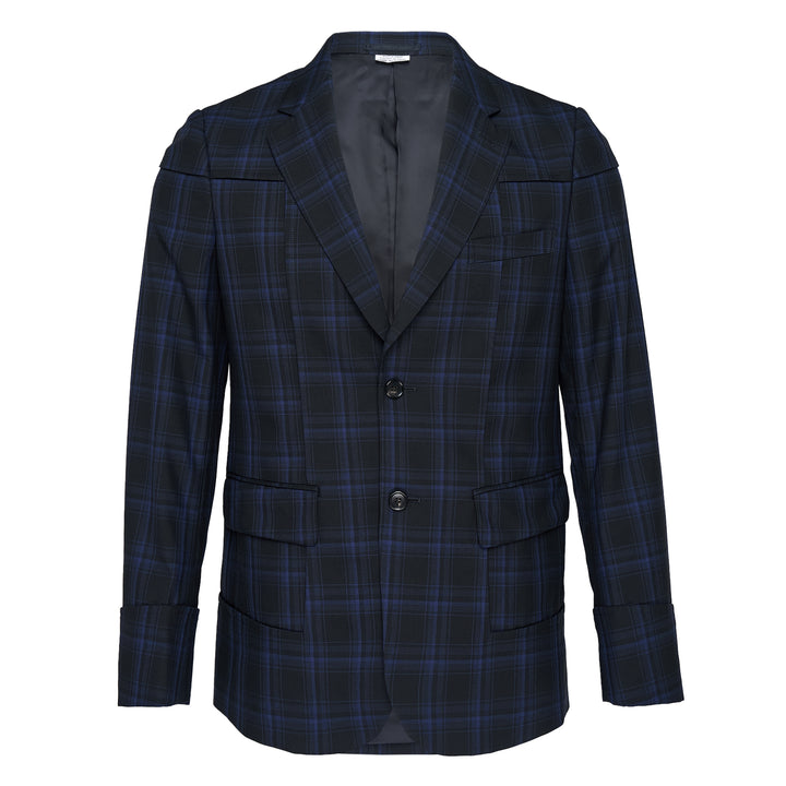Wool Blue Check Striped Jacket