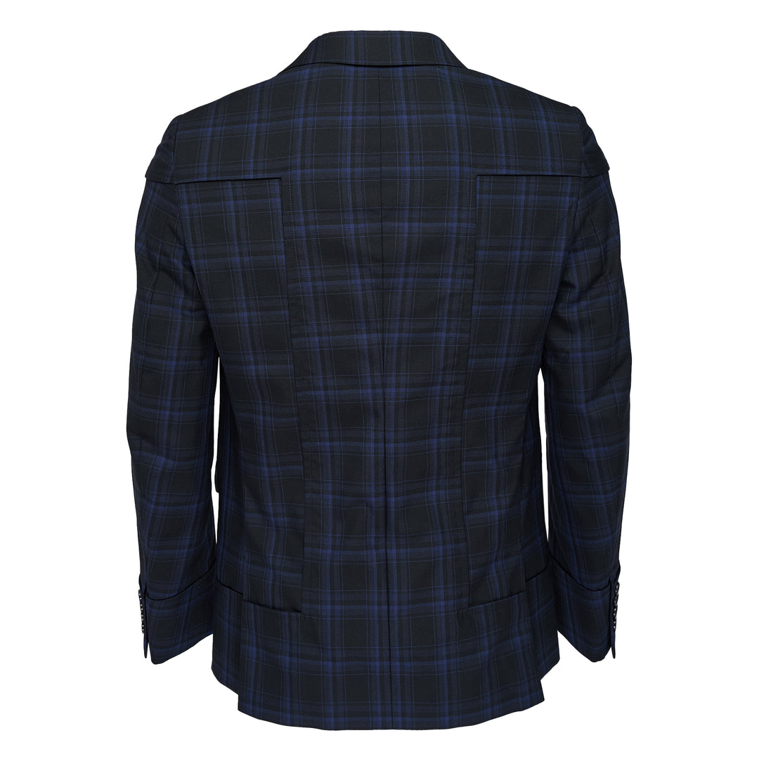 Wool Blue Check Striped Jacket