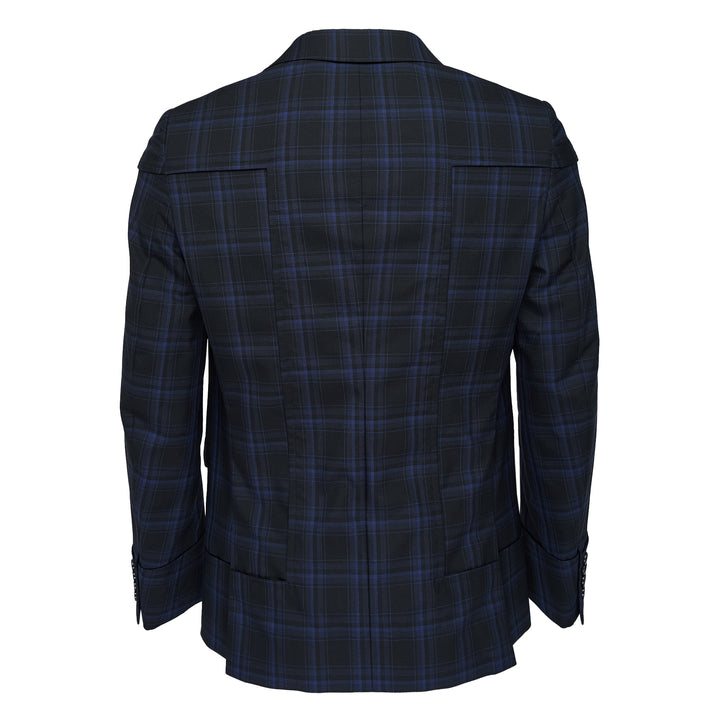 Wool Blue Check Striped Jacket