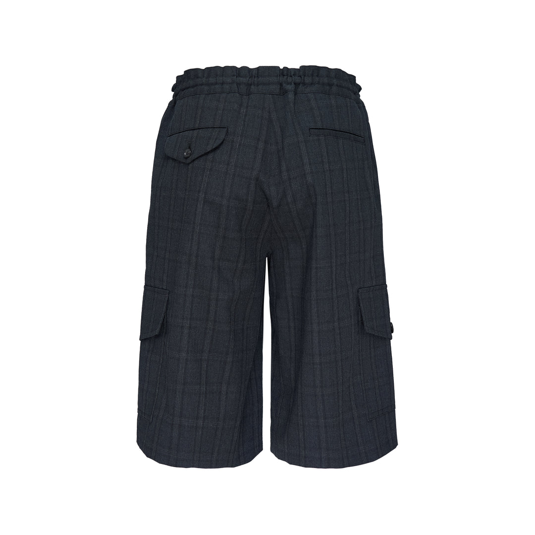 Checkered Elastic Band Shorts