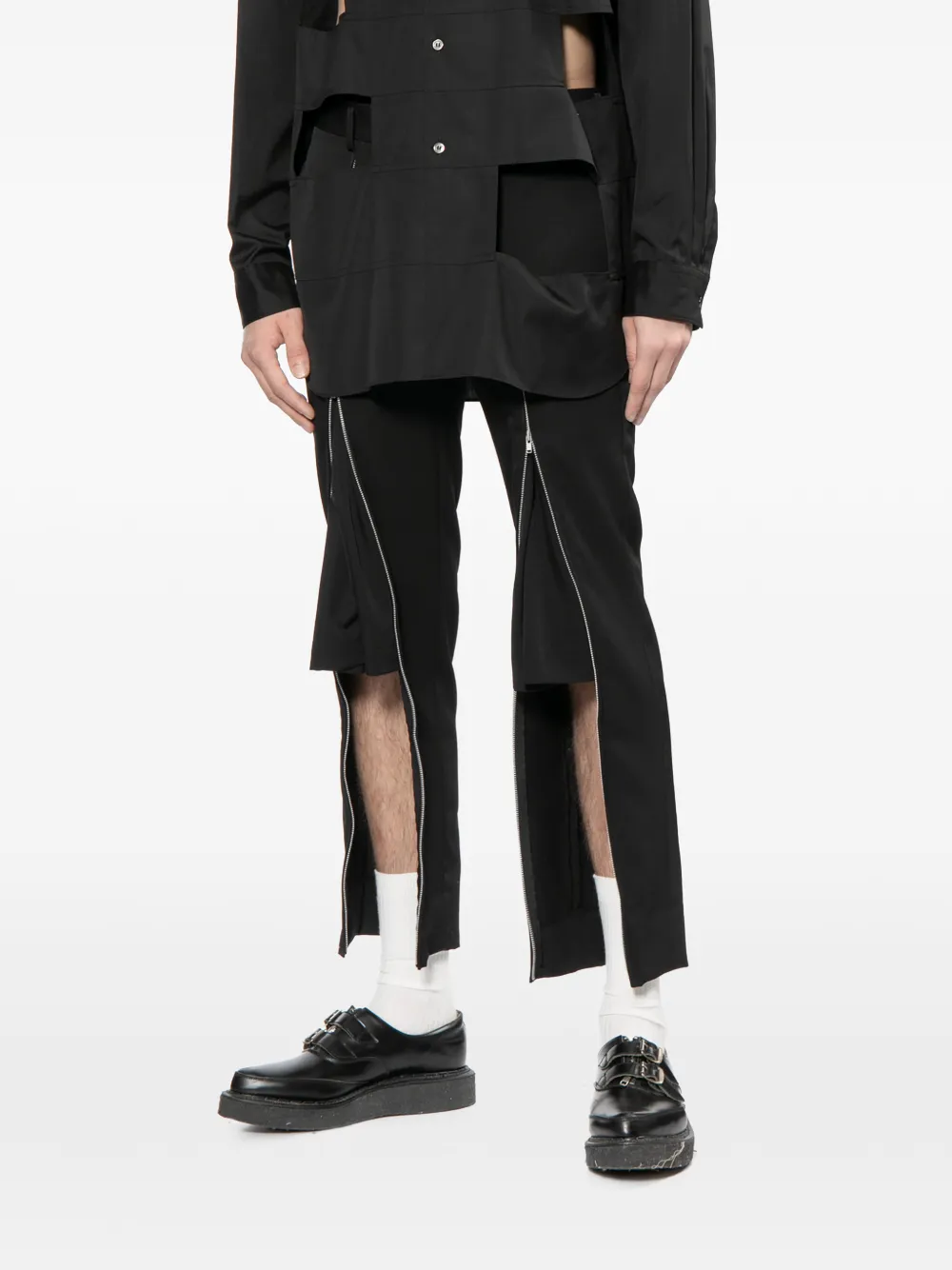 Zip-Up Detail Wool Pants