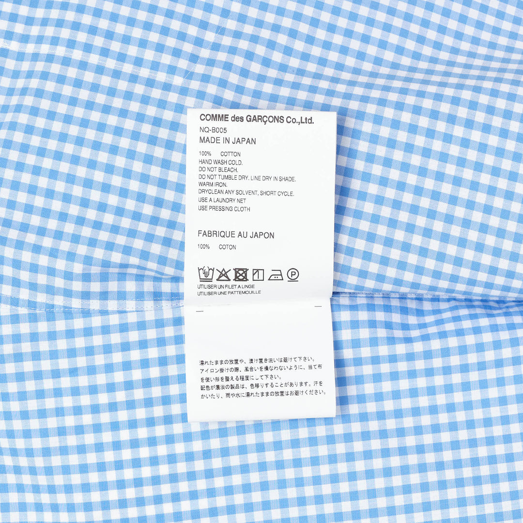 COMME des GARCONS Cotton Poplin Gingham Check Shirt – Available at Club 21, Official Retailer in Singapore, Malaysia & Thailand with Global Shipping Online
