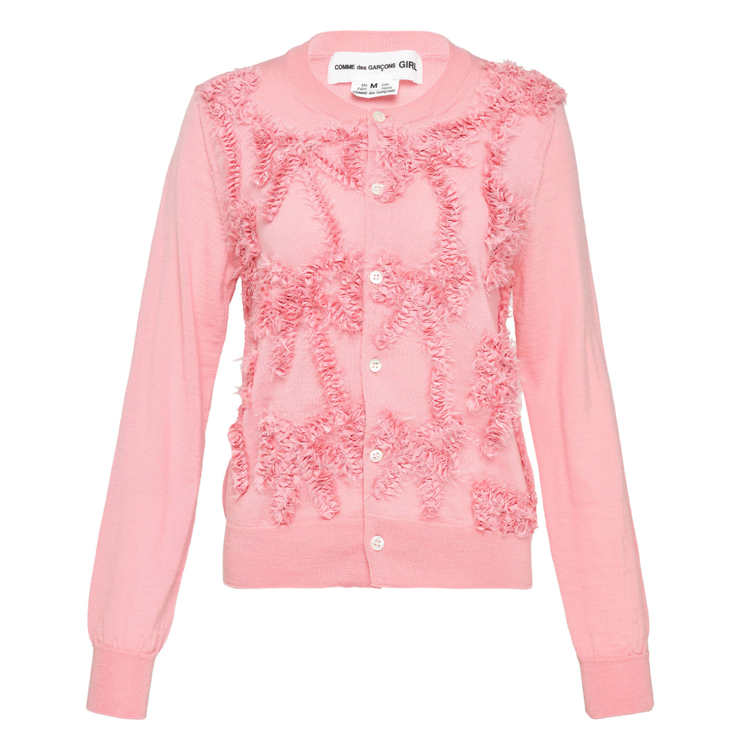 COMME des GARCONS GIRL Wool Jersey Ribbon Embroidery Cardigan – Available at Club 21, Official Retailer in Singapore, Malaysia & Thailand with Global Shipping Online