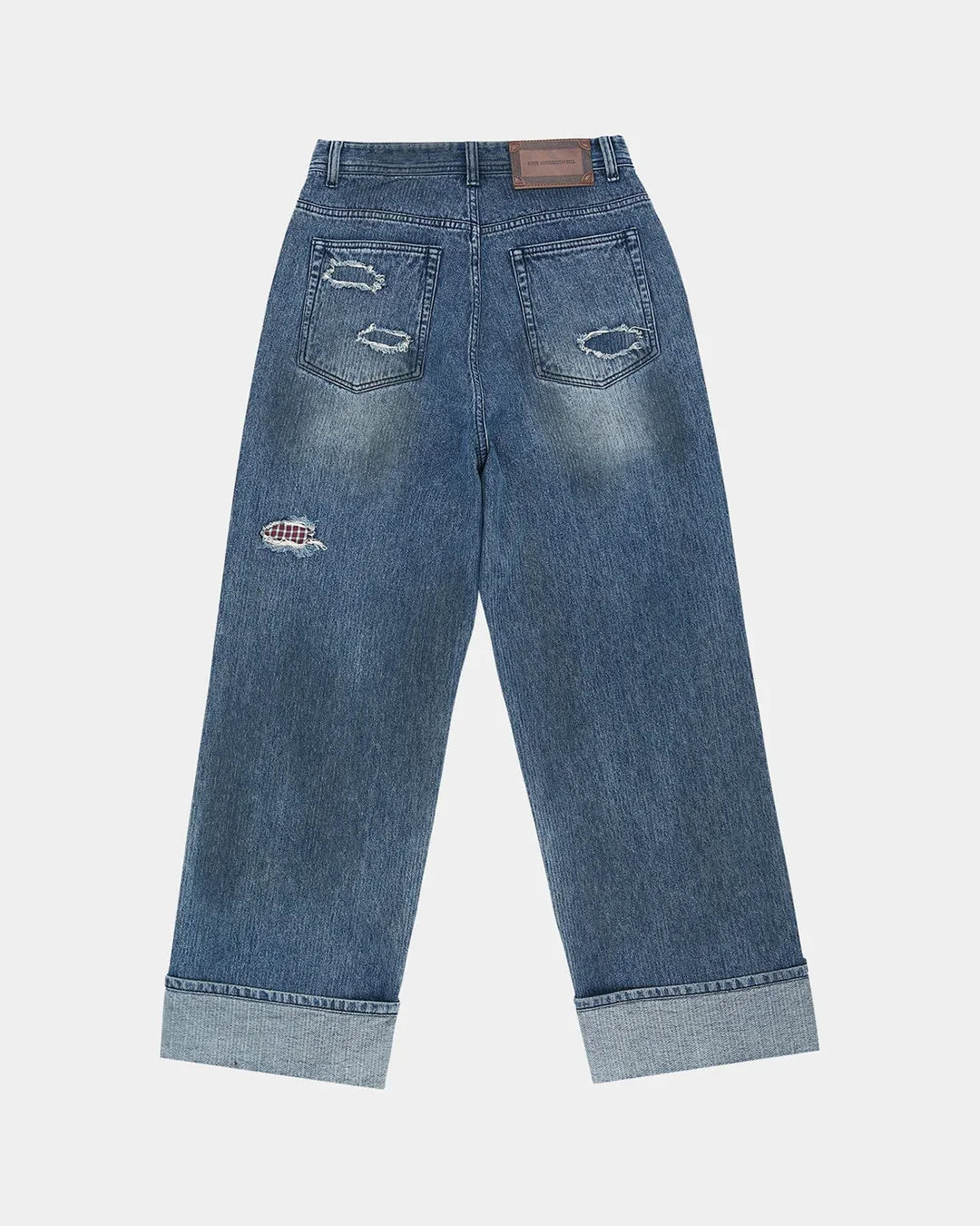 Oil Washed Rolled Up Jeans