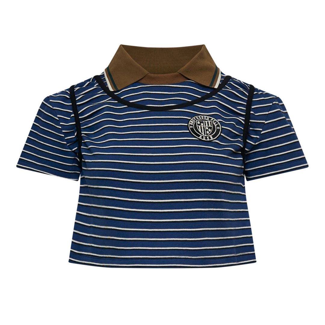 Andersson Bell Shirring Binding Stripe Collar Polo – Available at Club 21, Official Retailer in Singapore, Malaysia & Thailand with Global Shipping Online