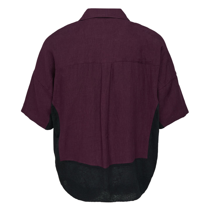 Curve Buttons Bifabric Linen Shirt