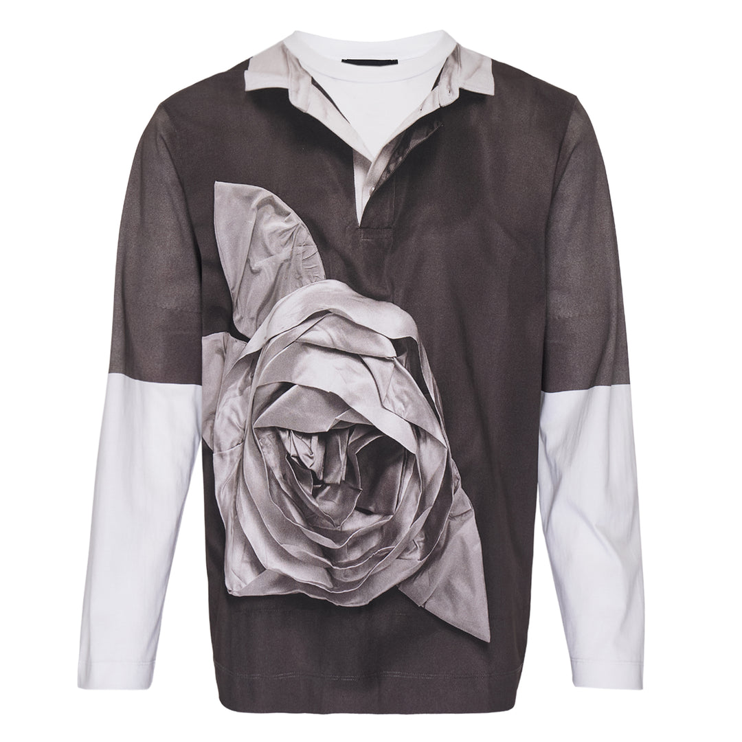 Rose Rugby Polo Trompe L'Oeil Print