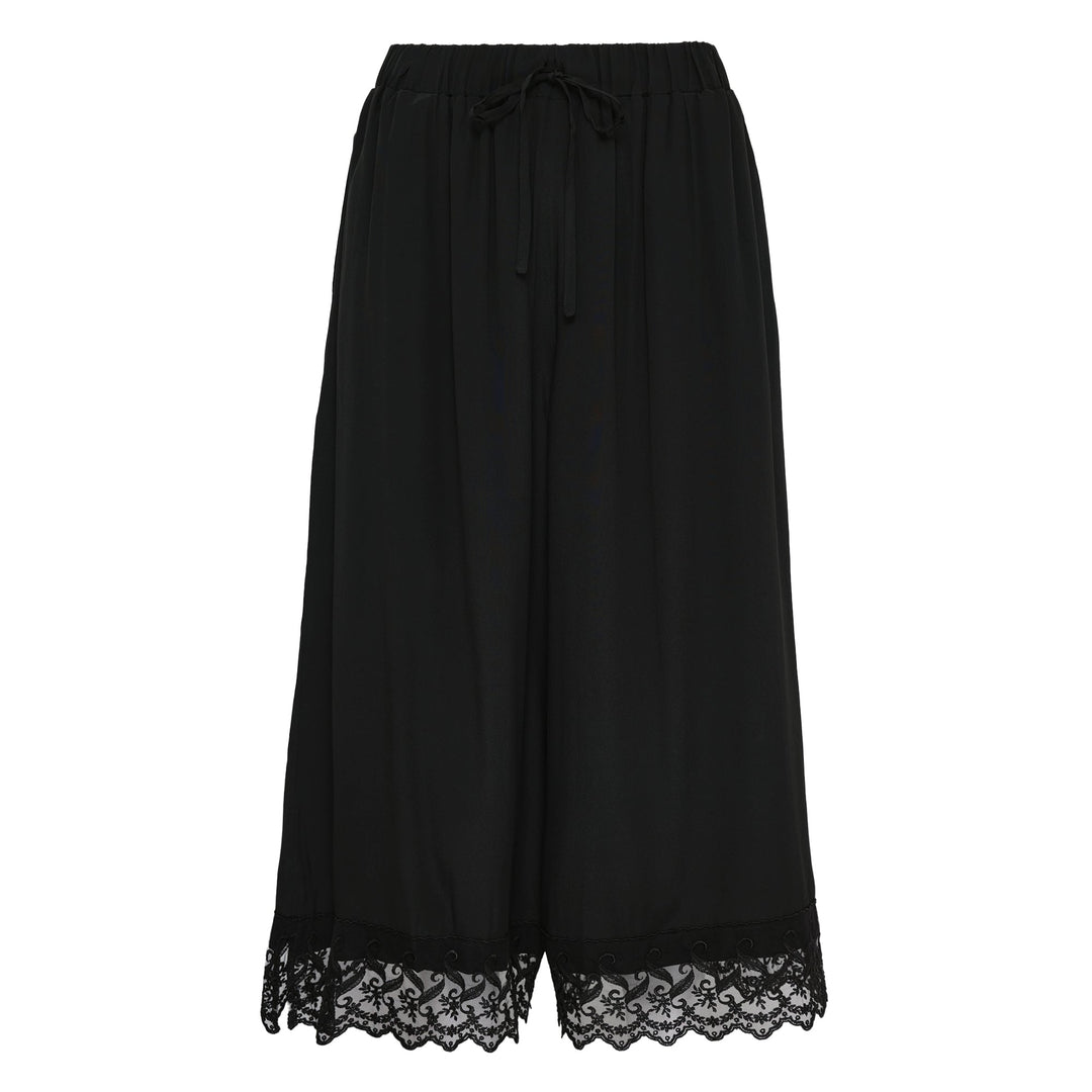 Cropped Lace Trim Trousers