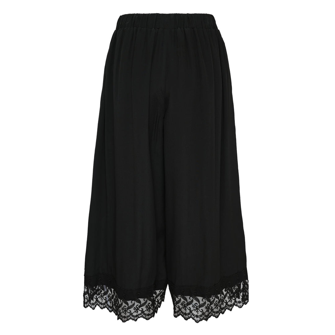 Cropped Lace Trim Trousers