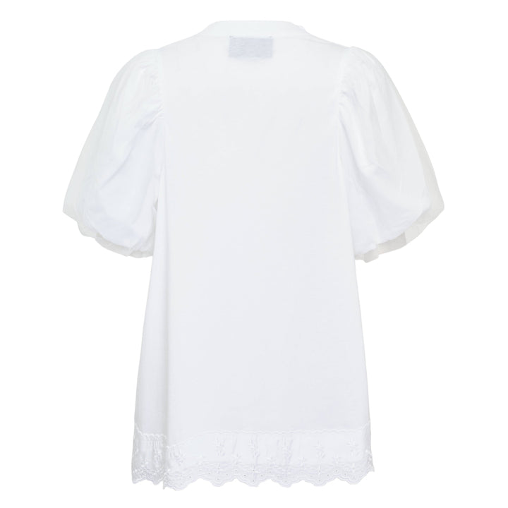 Tulle Overlay Puff Sleeve Lace Tee