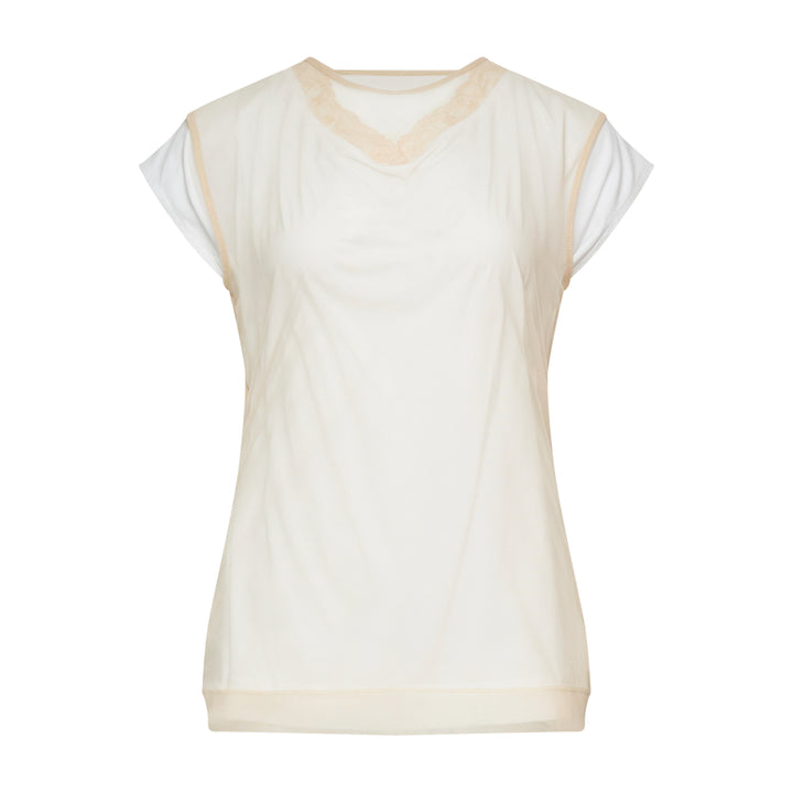 Simone Rocha Layered Liquid Cap Sleeve Lace Top – Available at Club 21, Official Retailer in Singapore, Malaysia & Thailand with Global Shipping Online