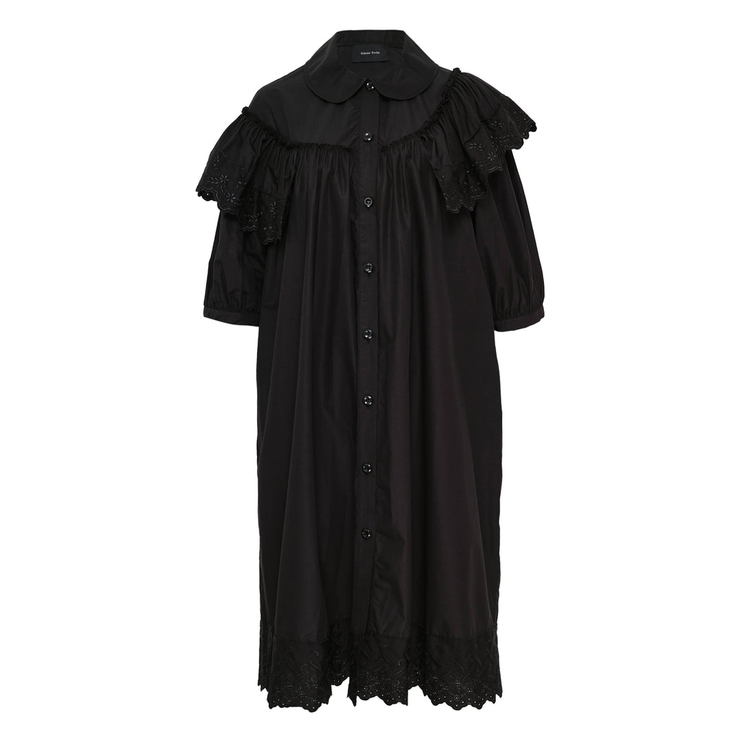 Puff Sleeve Ruffle Frill Trim Dress