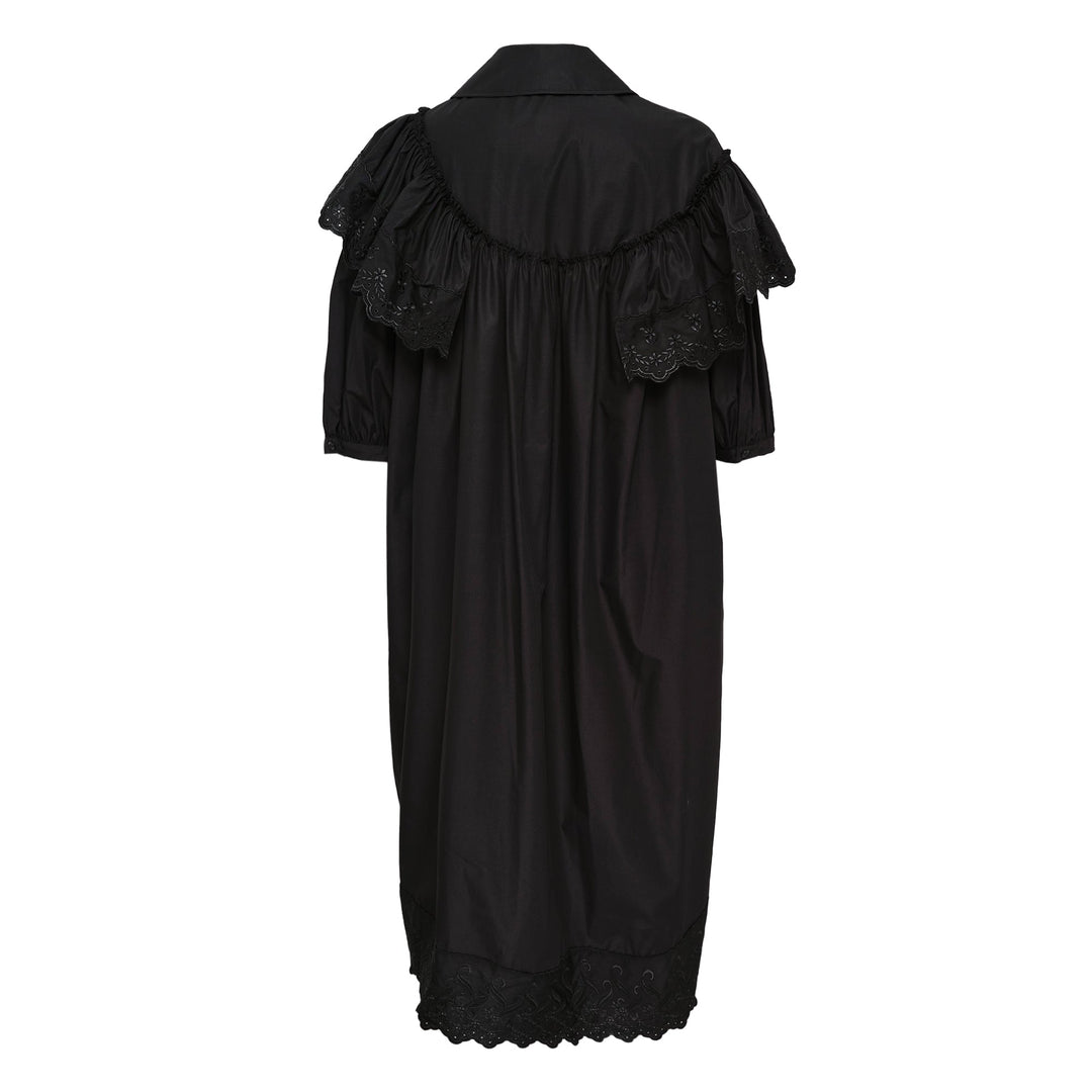 Puff Sleeve Ruffle Frill Trim Dress