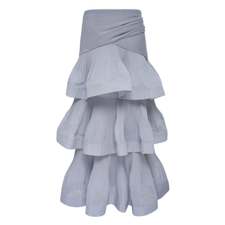 Pleated Tiered Midi Skirt