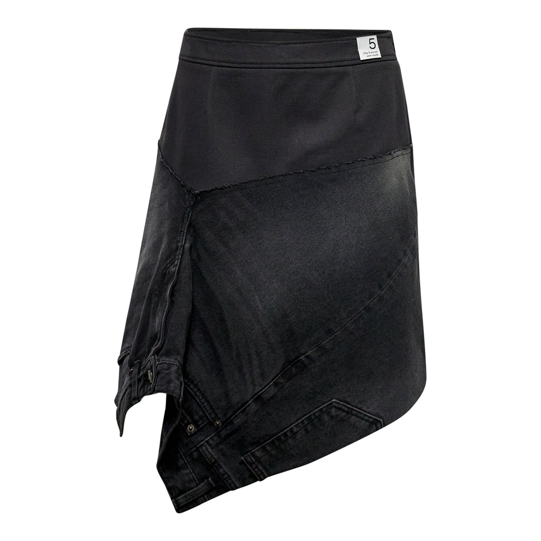 Asymmetrical Wrap Denim Skirt